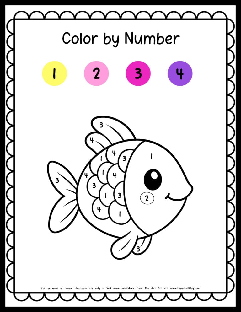 color by number fish coloring page