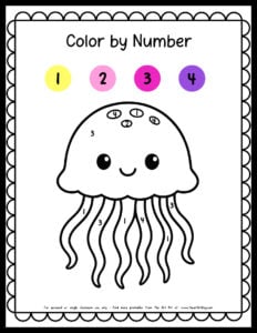 color by number jellyfish