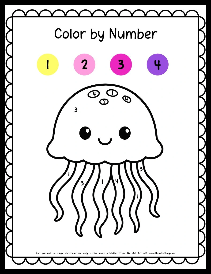 color by number jellyfish
