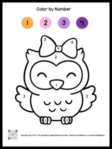 Color by Number Owl Coloring Page FREE Printable - The Art Kit