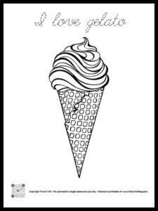 I Love Gelato Coloring Page, with Cherries and Sprinkles, Cursive Font ...