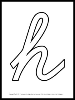 Lowercase Letter H Cursive Outline Printable FREE - The Art Kit