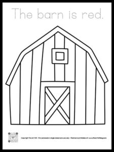 FREE Red Barn Coloring Pages, Dotted Font - The Art Kit