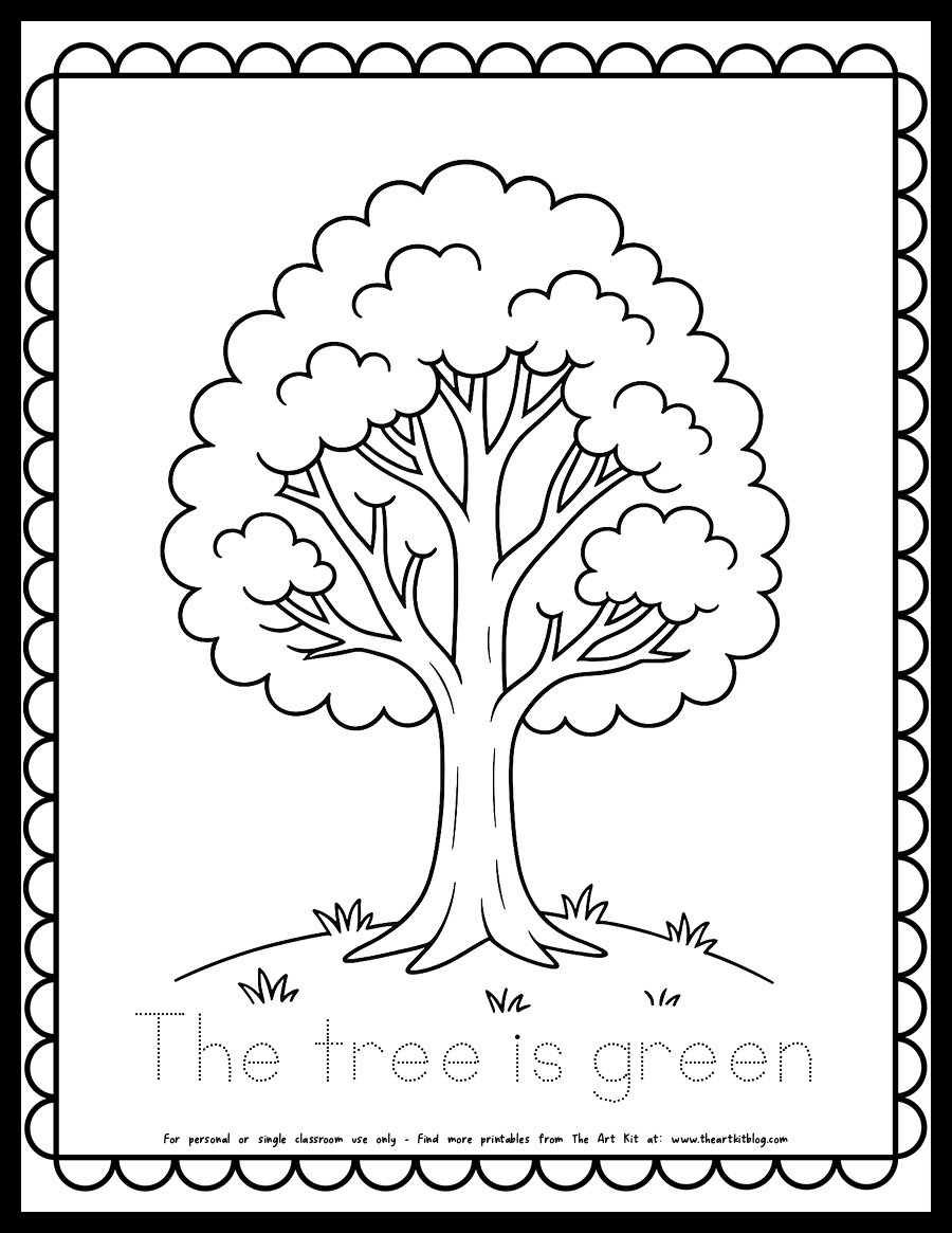 green tree coloring page