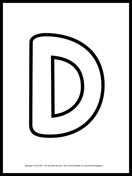 uppercase letter d outline printable