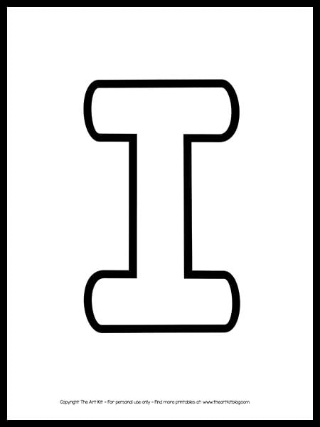 uppercase letter i outline printable