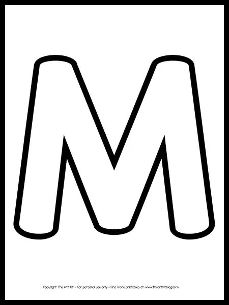 uppercase letter m outline printable