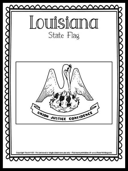 Louisiana state flag coloring page the art kit 