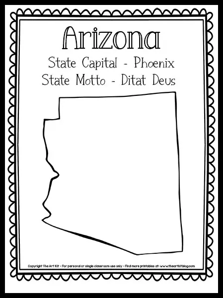 arizona state outline coloring page the art kit 