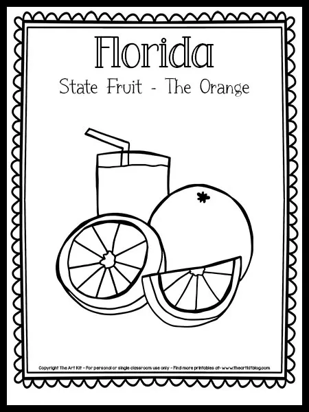 florida state fruit orange coloring page the art kit