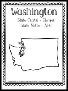Washington State Outline Coloring Page - {FREE Printable!} - The Art Kit