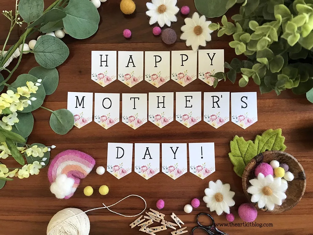 happy mothers day banner printable the art kit