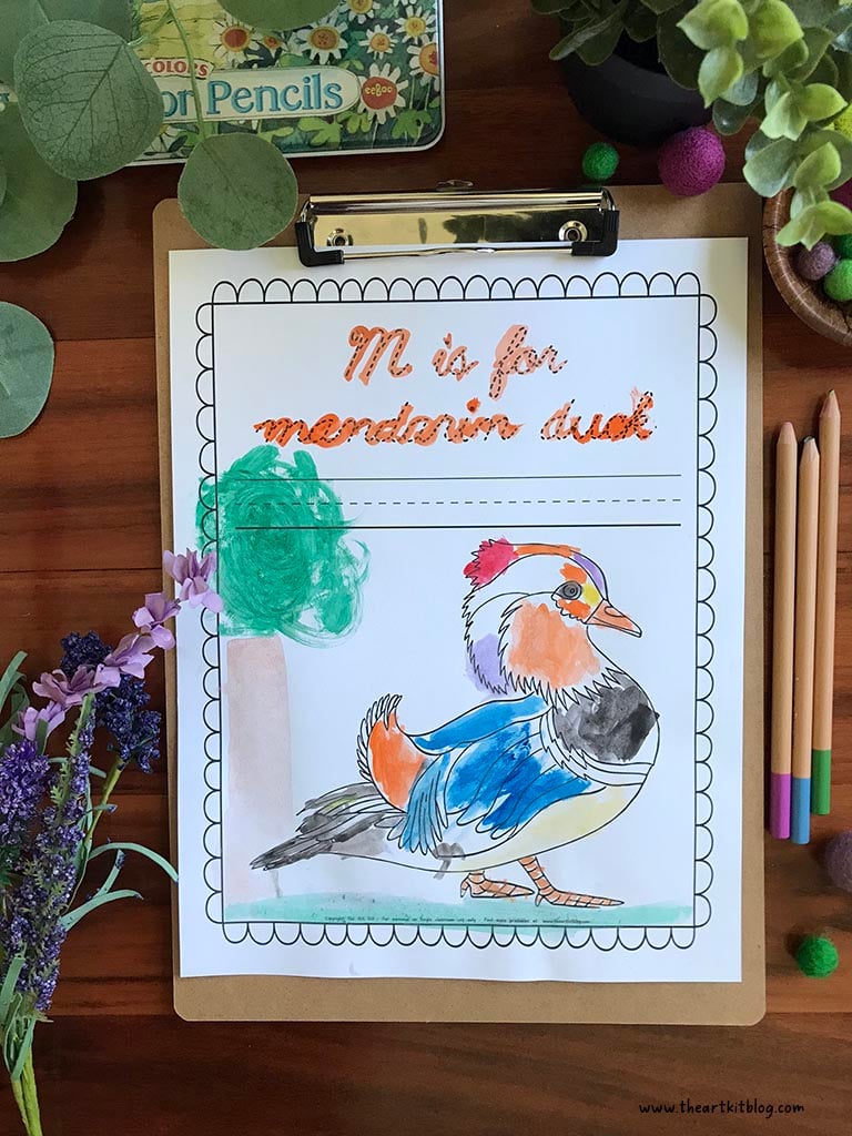 m is for mandarin duck coloring page photo