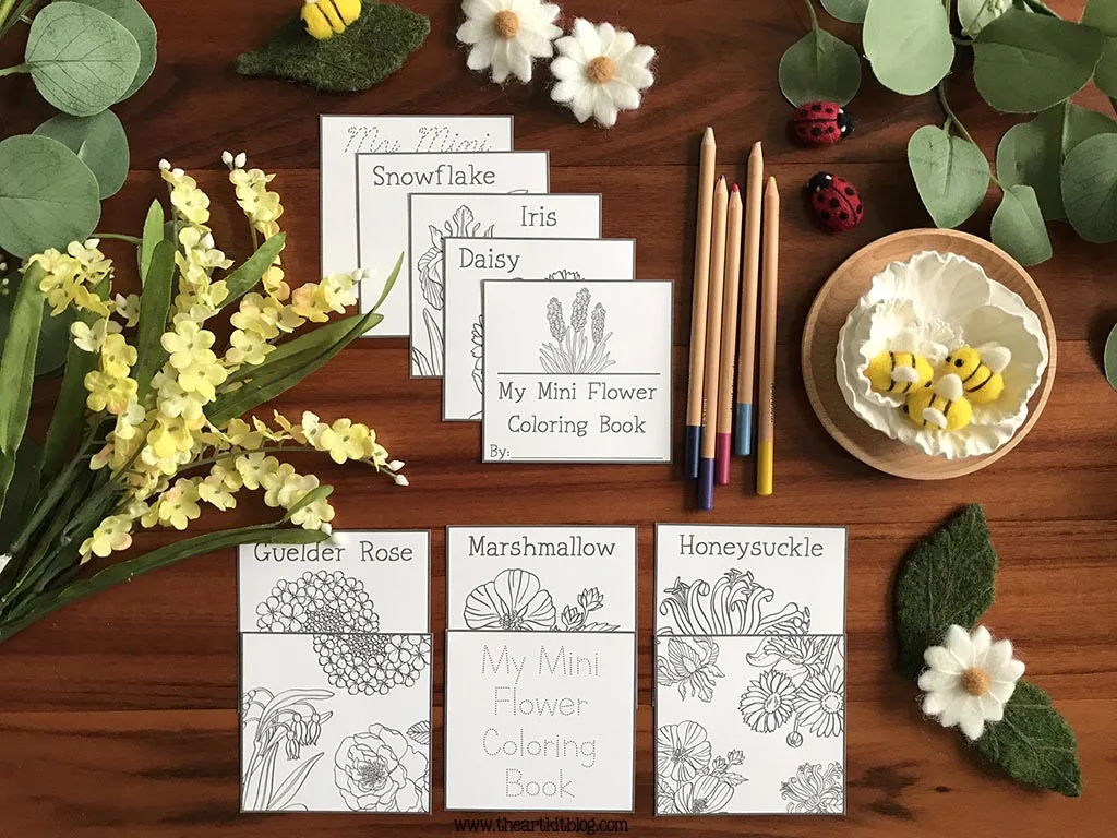 mini flower coloring pages book with names the art kit 7