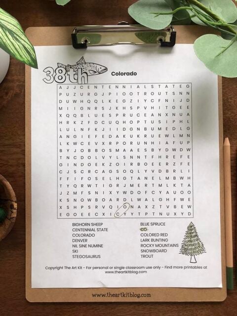 Colorado Word Search Coloring Page {FREE Printable Download!} - The Art Kit