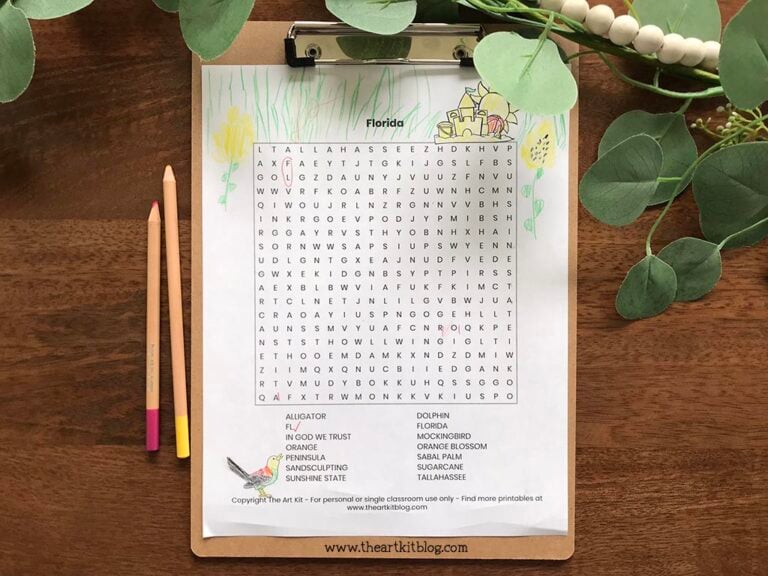 florida state wordsearch coloring page printable 1
