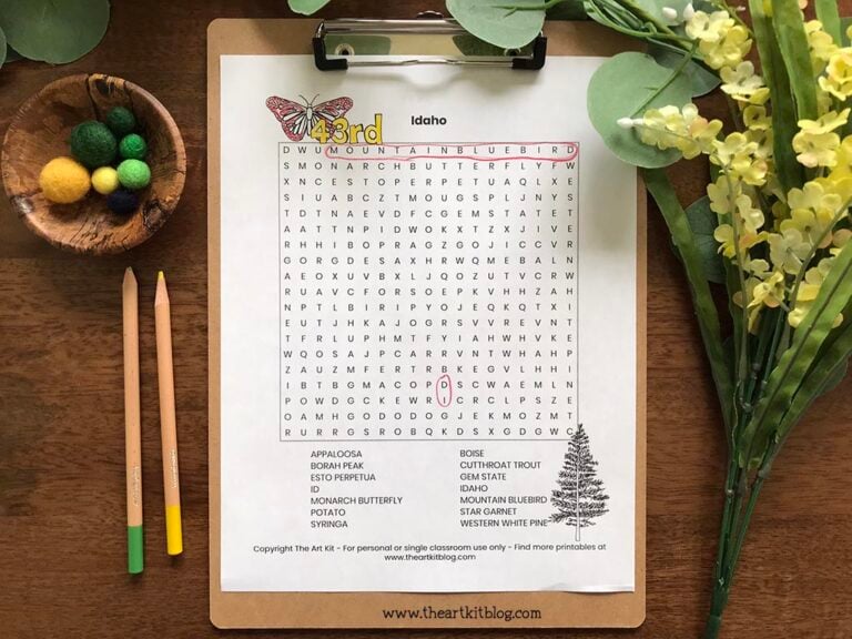 idaho state wordsearch coloring page printable 1