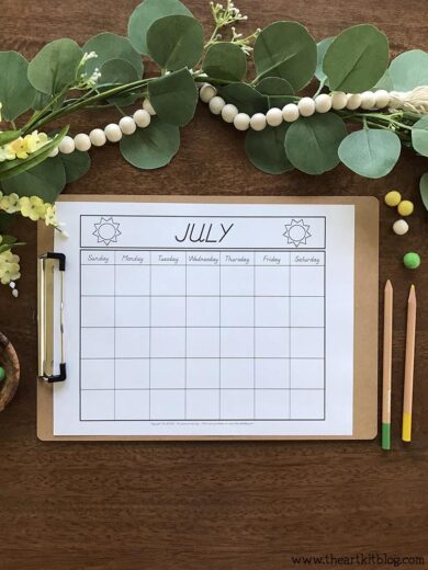 July Undated Monthly Calendar Coloring Page Download {FREE PRINTABLES ...