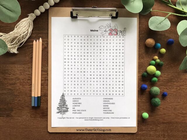 Maine Word Search Coloring Page {FREE Printable Download!} - The Art Kit