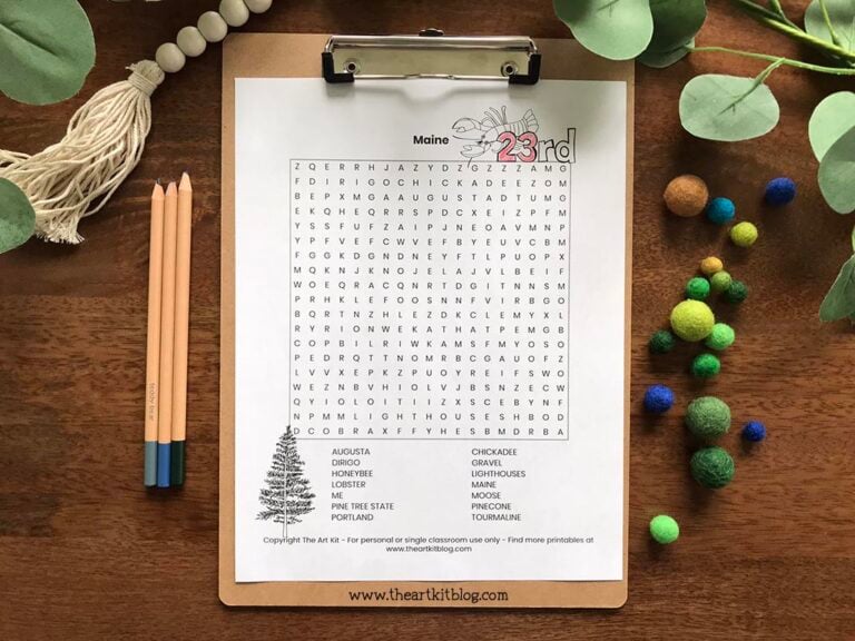 maine state wordsearch coloring page printable 2