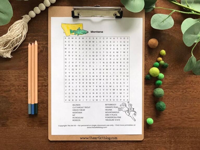 montana state wordsearch coloring page printable 2
