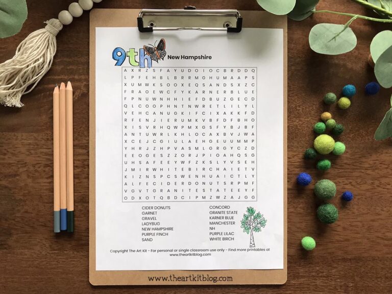 new hampshire state wordsearch coloring page printable