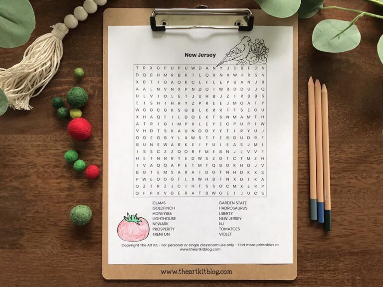 new jersey state wordsearch coloring page printable 1