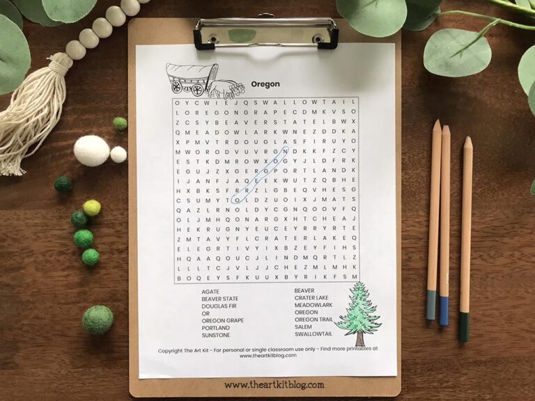 oregon state wordsearch coloring page printable download word search