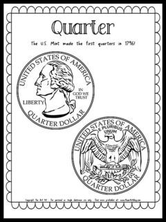 Quarter Coin - Money Coloring Page {FREE Printable Download!} - The Art Kit