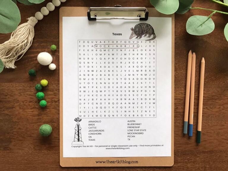 texas state wordsearch coloring page printable digital download