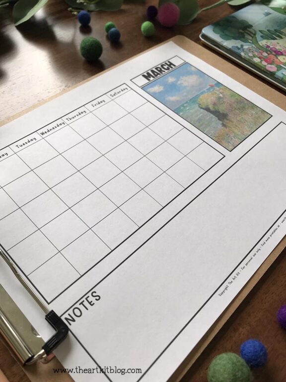 12 Months of Monet Undated Monthly Calendars to Download {FREE PRINTABLES!} - The Art Kit