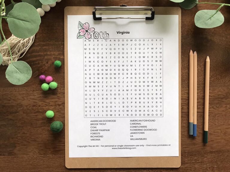 virginia state wordsearch coloring page printable 1 download