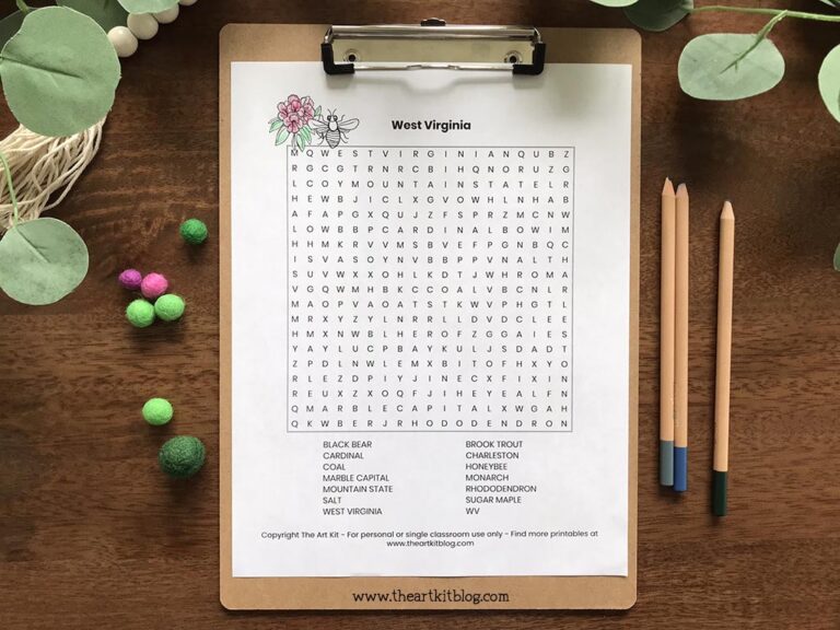 west virginia state wordsearch coloring page printable download