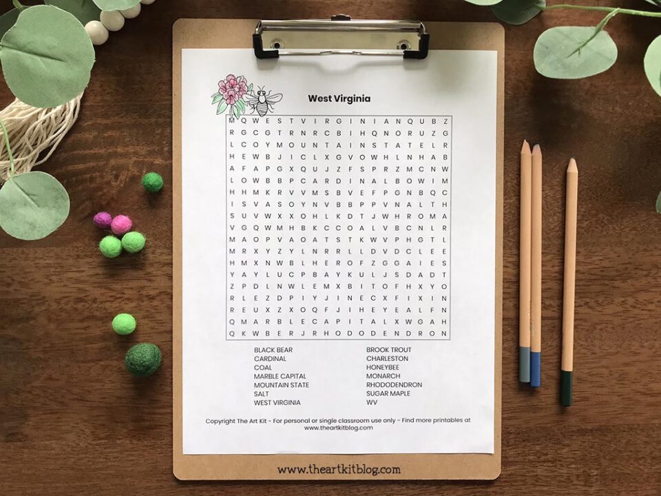West Virginia Word Search Coloring Page {FREE Printable Download ...