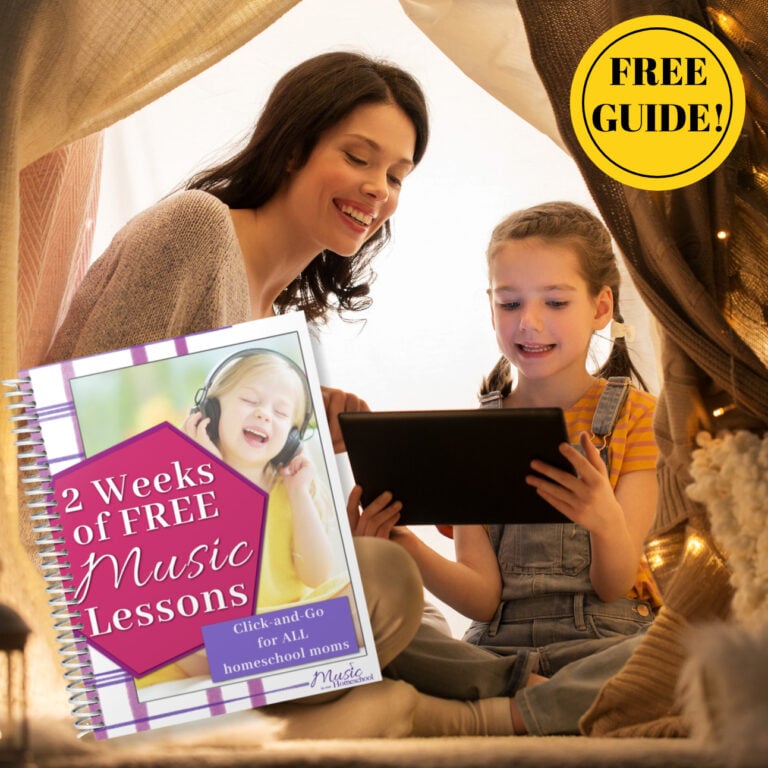 FB Ad 2 Weeks Free Music Lessons Mom and daughter yellow circle