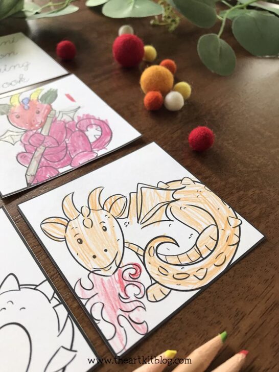CUTE Mini Dragon Coloring Pages {FREE PRINTABLE DOWNLOAD} - The Art Kit