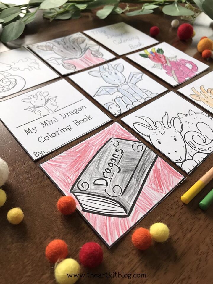 CUTE Mini Dragon Coloring Pages {FREE PRINTABLE DOWNLOAD} - The Art Kit
