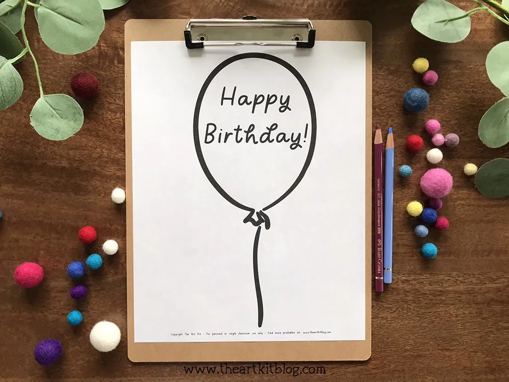 Happy Birthday Balloon Coloring Page Free Printable - The Art Kit