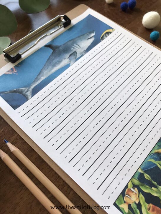 FREE Printable Lined Paper (Shark-Themed!) - The Art Kit