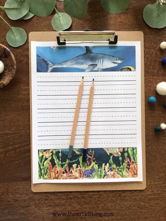 FREE Printable Lined Paper (Shark-Themed!) - The Art Kit