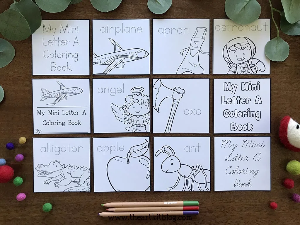 mini letter a alphabet coloring pages book printable