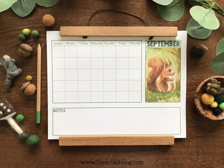 september undated printable calendar baby animal