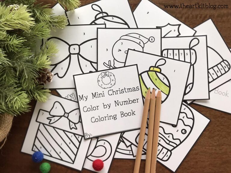 mini christmas winter color by number coloring pages book the art kit 8