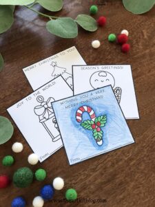 Mini Christmas Cards to Color {FREE PRINTABLE} - The Art Kit