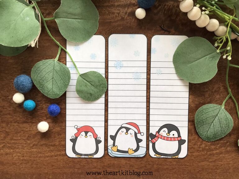 printable winter penguin bookmarks the art kit 3