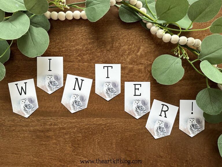 winter banner printable snowy owl the art kit 1
