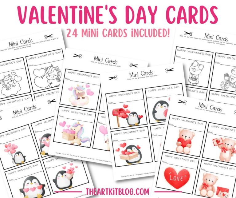 Happy Valentine's Day Mini Cards (in Color and Black and White) {Free ...