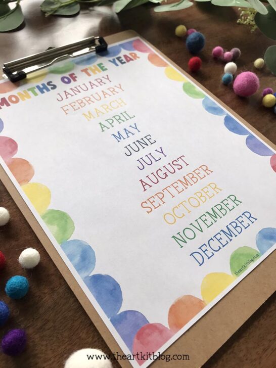 Months of the Year Chart: Rainbow Style {FREE Printable Download ...