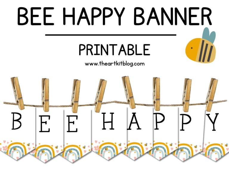 bee happy banner printable download pdf the art kit 1