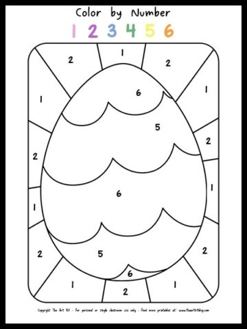 FREE Printable Easter Egg Color by Number Worksheets - The Art Kit